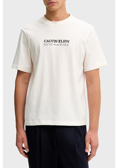 Calvin Klein Erkek T Shirt Lv04re833g Ybh Krem Krem