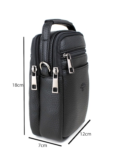 Erkek Siyah Çok Cepli Askılı El Ve Omuz Çantası Siyah