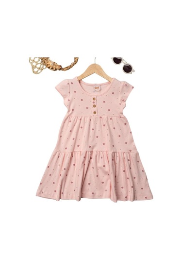 Çiçekli Kız Çocuk Yazlık Elbise St08699 Pembe