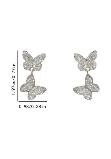 1 Çift Saplama Küpeler Kübik Zirkonya İle, Kadın Moda Piercing Takı Kızlar He Whıte Altın-renk 1.50 CM-Gümüş