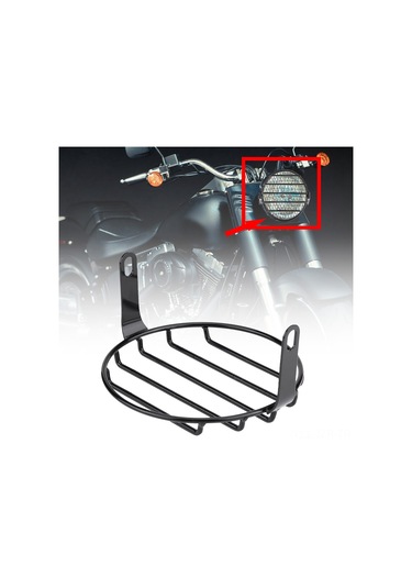 Geeroyoo 6.5 İnç Geri Zamanlı Motosiklet Farı Koruması, Demir Malzeme, Retro Tarz, Cg-125/gn Uyumlu, Kolay Kurulum Yatay Çubuk Kafes