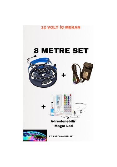 8 Mt. İç Mekan Ip30 Adreslenebilir Piksel Led Seti