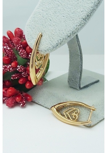 Rose Altın Kaplama Vip Seri Xuping Kalp Motifli V Küpe 2,8 CM Rose Gold