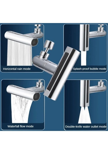 Xurunkeji Adet Gerçek Şelale Mutfak Musluğu Uzatma Adaptörü 720 Döner 4 Mod Çok Fonksiyonlu Şelale Basınçlı Bubbler, B GÜMÜŞ