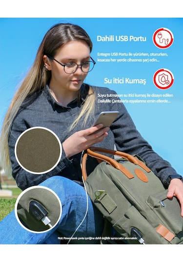 Npo Dailylife 16" Unisex Smart Notebook Günlük Sırt Çantası-Haki