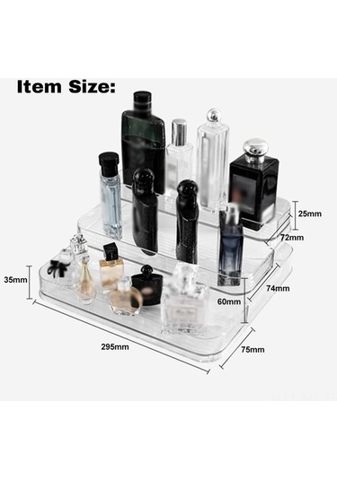 Novahub Şık Akrilik 3 Katlı Parfüm Organizatörü Modern Şeffaf Şeffaf