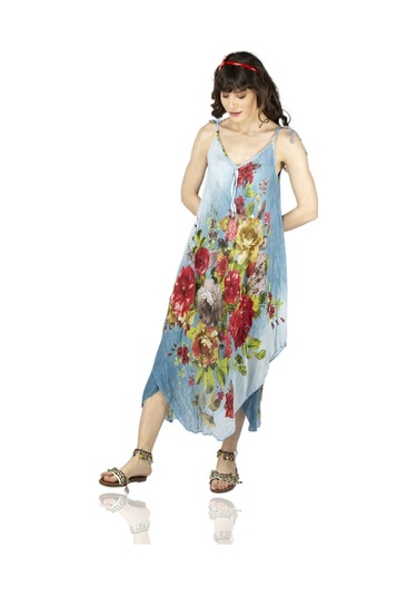 Askılı Vual Afrodit Midi Boy Elbise Buz Mavi 6121 - Kadın Buz Mavi