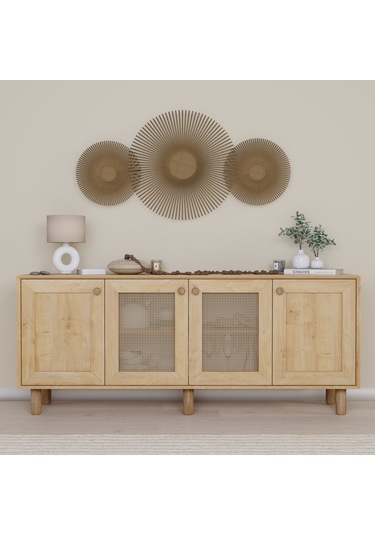 Bohem Serisi Natura 2 Kapak Pvc Hasır Desen Ceviz - Meşe Konsol Safir Meşe