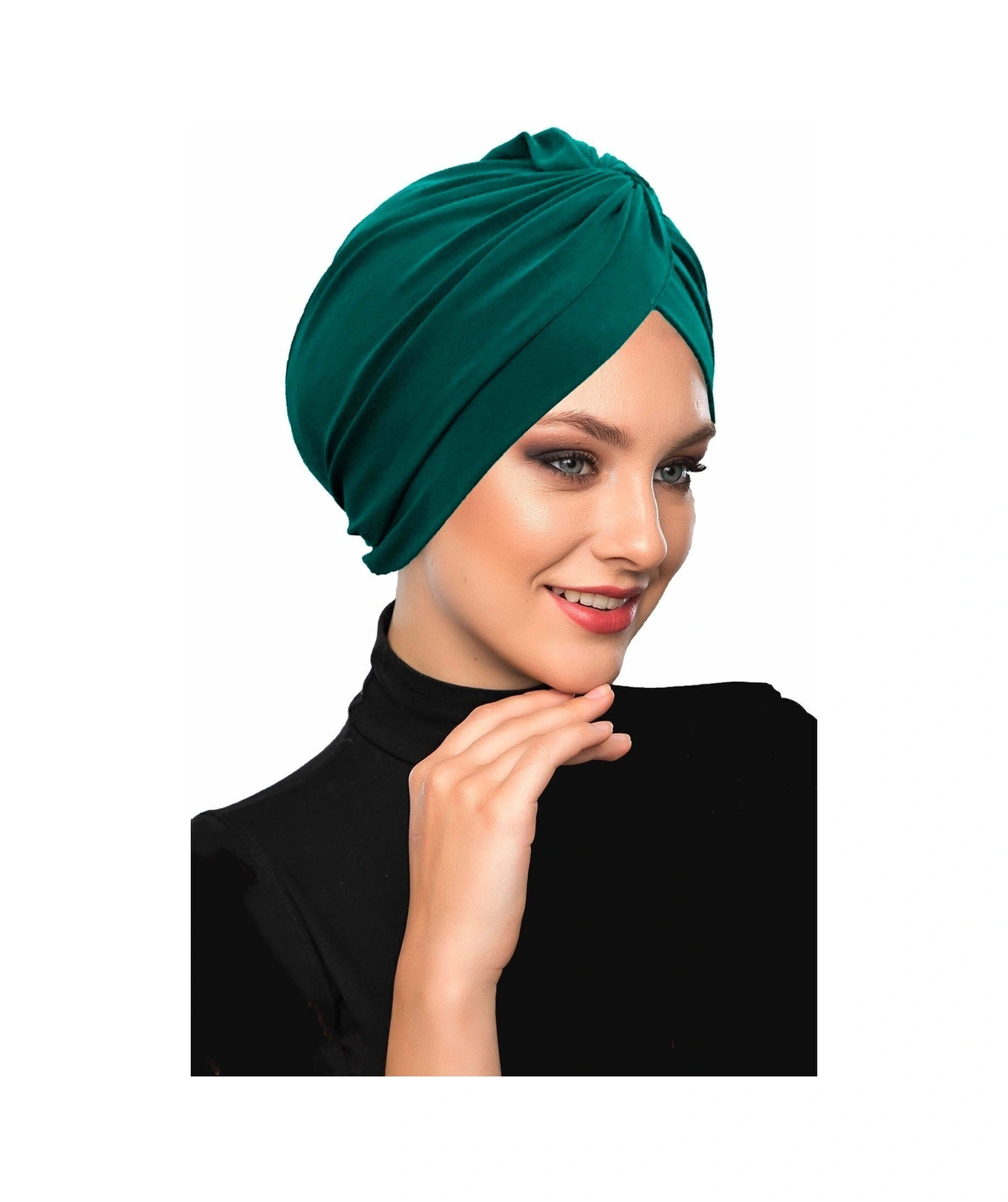 Çapraz Kancalı Yeşil Hazır Türban Tesettür Dış Ve Havuz Bonesi Hürrem