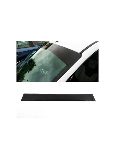Lemestar 140x20cm Evrensel Araba Ön Cam Güneş Koruyucu Şeridi - Parlak Siyah Pvc Malzeme, Güvenli Sürüüş, Kolay Kurulum Spatula Dahil