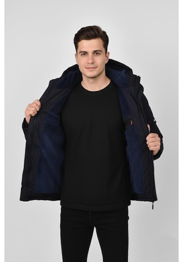Erkek Kapüşonlu İç Kürklü Spor Mont 99528 Bgl-st04880 Lacivert