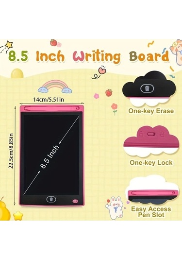 Trendooze 1 Adet Yeşil 8,5 İnç Lcd Yazı Tahtası Çocuklar İçin Eğitici Oyuncak 3-8 Yaş Hediye Yeşil