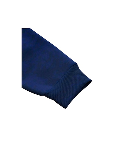 Unisex Lacivert Panda Cep Baskılı Eşofman Kapüşon- Kışlık Şardonlu Kumaş Lacivert