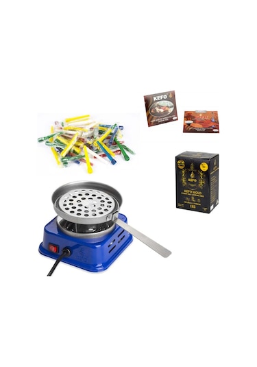 Kefo Mini Kare Elektrikli Ocak+Kefo Gold Kömür+Sipsi+Folyo (405449486)