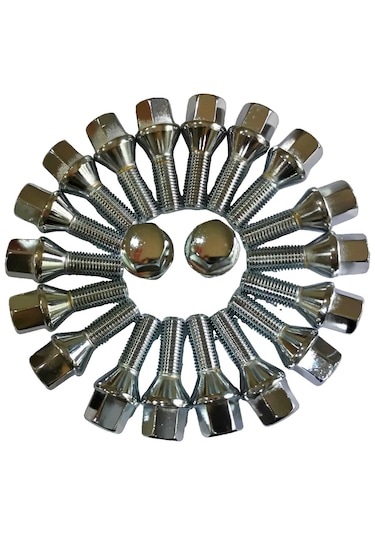 Bijon M12x1.5 Kafa Aa 17mm Dişboyu 28mm Krom Kaplama, Takım 20ad