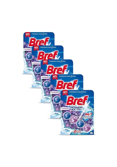 Bref Power Aktiv Katı Tuvalet Bloğu Lavanta 5'li