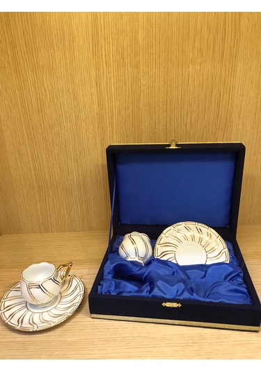 Güral Porselen El Yapımı 2 Kişilik 4 Parça Türk Kahve Takımı