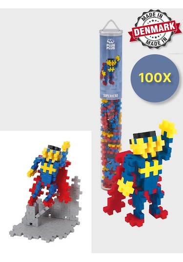 Plus - Plus Minecraft Temalı Silindir Kutuda Superhero - Süper Kahraman Lego Yapı Oyuncağı 100 Parça