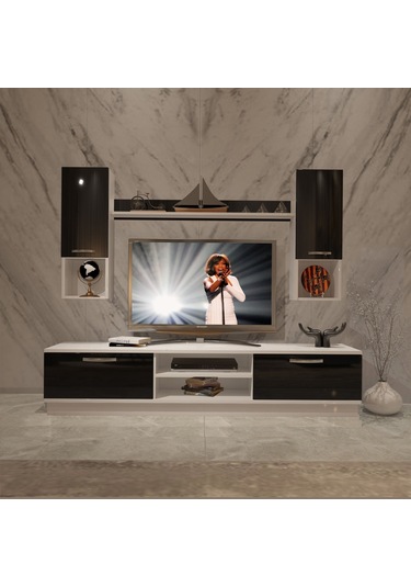 Decoraktiv Eko 5dab Mdf Dvd Tv Ünitesi Tv Sehpası Beyaz - Siyah