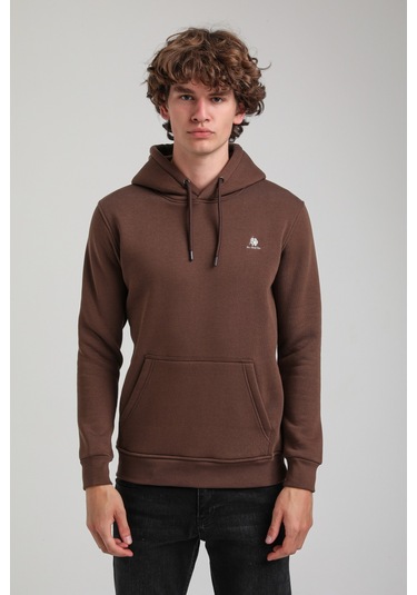 Kapüşonlu Kahverengi Slim Fit Hoodie 23fwm64069 Kahverengi