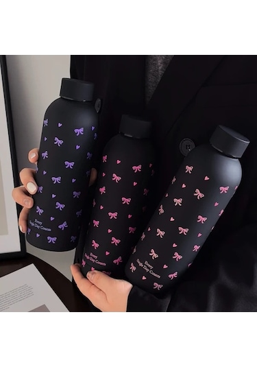 Trendooze Temiz Pembe Kurdeleli 17 Oz Paslanmaz Celik Termos Sıcak Soguk Içicekler Seyahat Spor Gaojunshop01 Desenli Paslanmaz Pembe