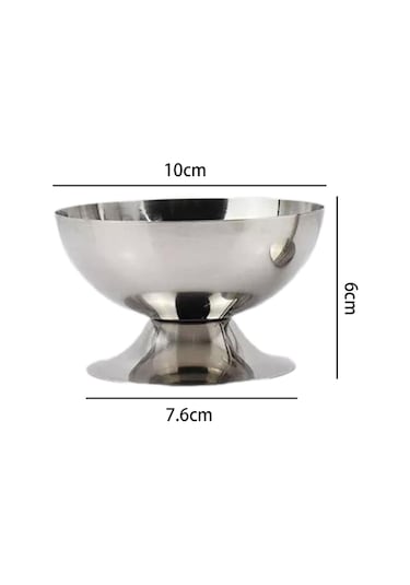 Homyl Paslanmaz Çelik Dondurma Fincan Tatlı Parti Bebek 6cm Gümüş