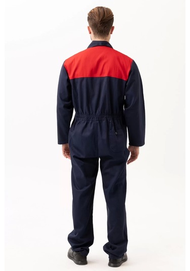 Pamuklu Gabardin Tulum Lacivertkırmızı İş Güvenliği Carica Yazlık