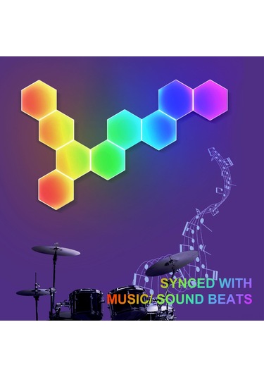 Springsun 6'lı Set Rgb Işıklı Duvar Paneli - Bluetooth + Wifi Kontrol, Müzik Rhytmi, Akıllı Uygulama İle Oyun Odası Ambiyans Aydınlatması Diğer