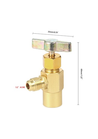 Shineyee Alüminyum R134a Soğutucu Şişe Açıcı, 1/2" Acme Dişli, Gaz Salma Valfi, Otomobil Klima Uyumlu Altın