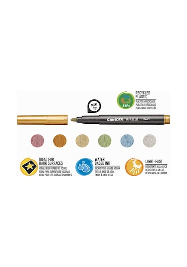 Carioca 6 Renk Maxi Tip Metalik Keçeli Kalem Seti