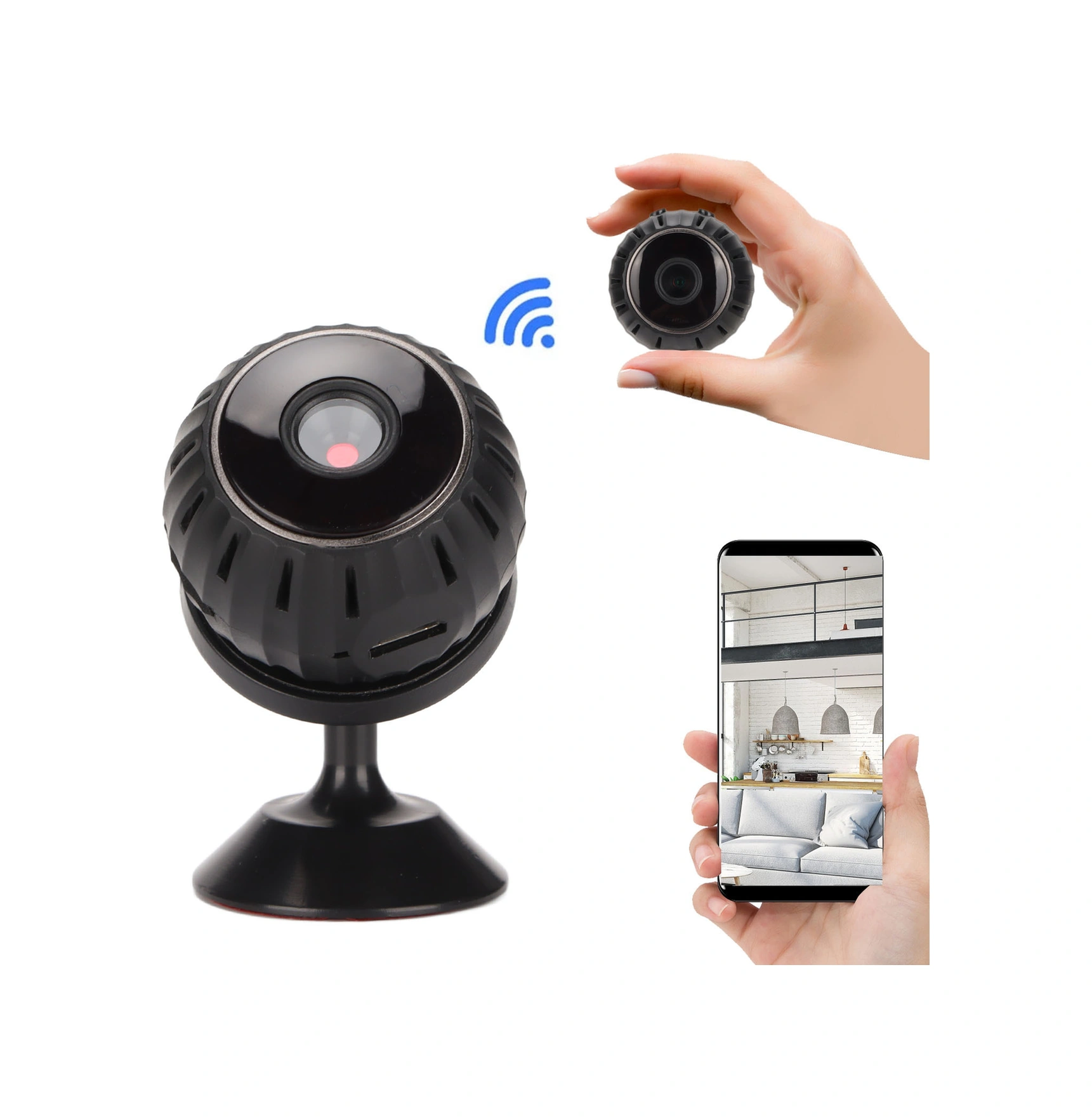 Shineyee X10 Mini Kablosuz Wifi Kamera - Ev Güvenliği İçin Taşınabilir 1080p Hd, İnfrafed Gece Görüşü, Hareket Algılama Ve Uyarı Bildirimi, Dahili Pil İle Sd Kart Dahil Değil