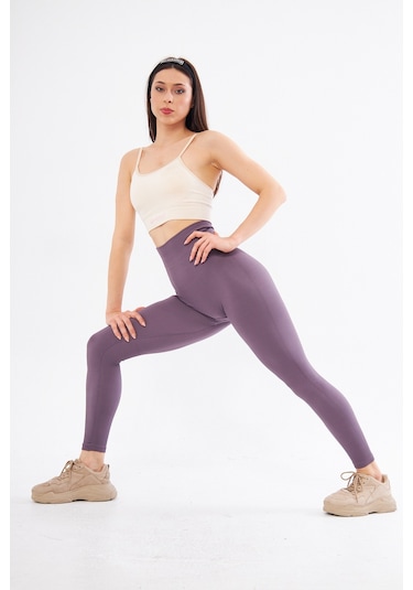 Gymhams Kalçası Büzgülü Premium Fitilli Ekstra Push Up Yükse Eflatun