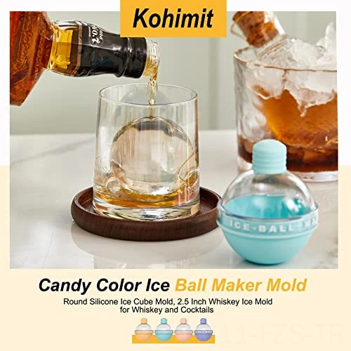 Fosenze Silikon Buz Küre Seti 4'lü, 2.5 İnç, Yiyecek Dereceli, Whiskey Ve Kokteyller İçin, Kolay Çıkarma, Sürekli Soğutma, Stackable Turuncu