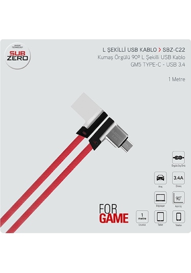Subzero Sbz-C22 Ltip Type-C Tel.Şarj Data Kab. 1M