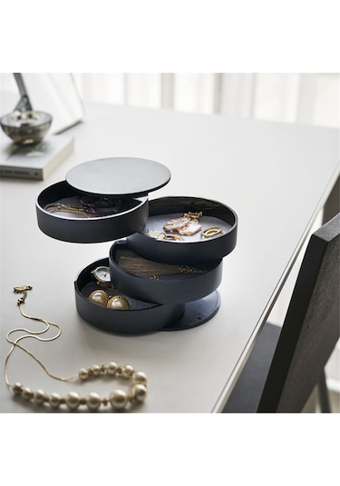 Mücevher Saklama Kutusu Döndürülebilir Mücevher Aksesuarları Saklama Tepsisi Pembe Pembe