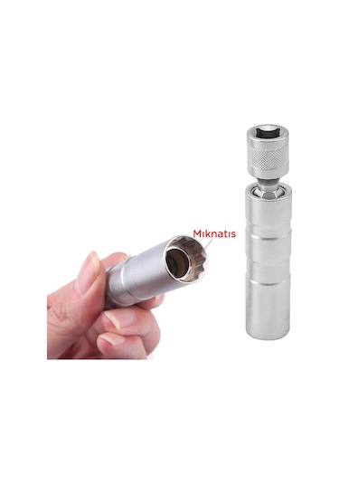 6380 Mıknatıslı Oniki Köşe Mafsallı 3/8" Buji Lokması 16 Mm