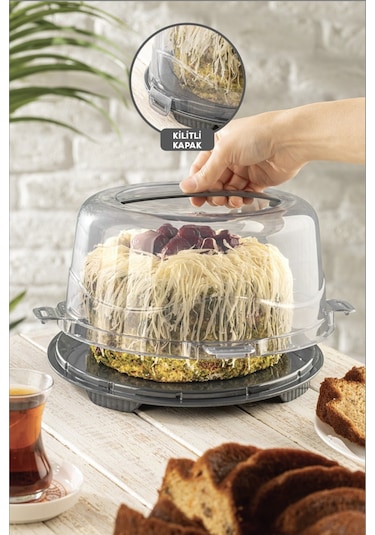 Meleni Home Kilitli Kapaklı Pasta Kek Börek Borcam Taşıma Ve Saklama Kabı
