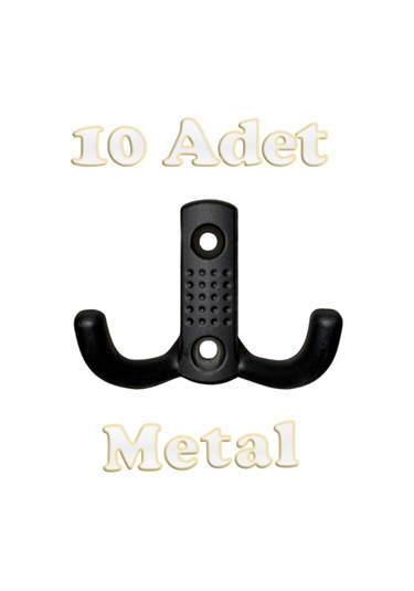 Noktalı Portmanto Vestiyer Duvar Dolap Elbise Askısı Siyah Metal Mobilya Kapı Askılığı Askılık 10 Adet Siyah