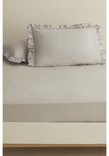 Karaca Home Basic %100 Pamuk King Kişilik Düz Çarşaf Gri