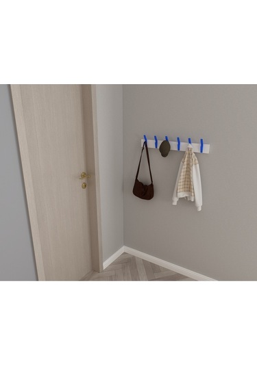 Hepsi3boyutlu Modern Duvar & Kapı Kanca Askılık - 6 Adet Mavi Kanca Askılık - Model No : 3 Mavi