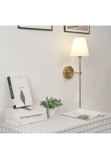 Modern Tasarım 1 Adet Duvar Ledli Pilli Aplik Tak Çalıştır Eskitme Gold Krem Abajur Gün Işığı Pilli Eskitme