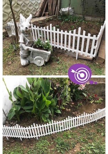Dekoratif Bahçe Çiti Plastik Çit Peyzaj Koruma Panel Çit 1 Adet 59 Cm Beyaz
