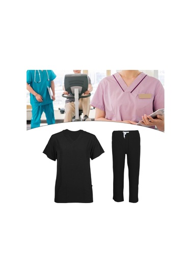 Suntek Kadın Üniforma Fırçalama Seti Giysileri Pet Siyah-s