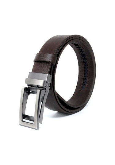 Manda Derisi Otomatik Tokalı Deliksiz Erkek Kemeri - Otomatik Kemer Kahverengi