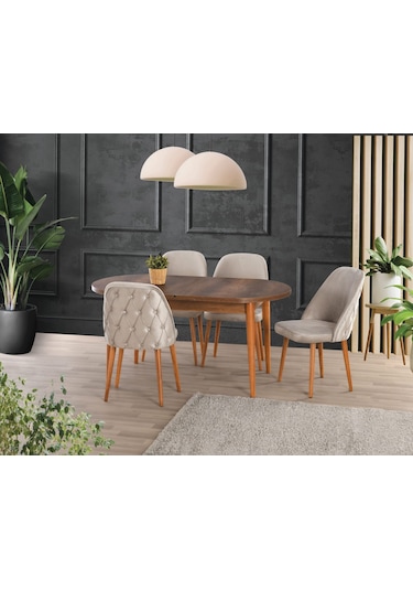 Barok Ceviz 90 160+30 Kelebek Açılabilir Masa Barok Ceviz