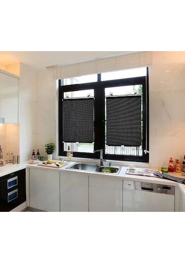 Gajeena Güneşlik Stor Perde - 58x125 Cm Ayarlanabilir Siyah Pencere Koruması