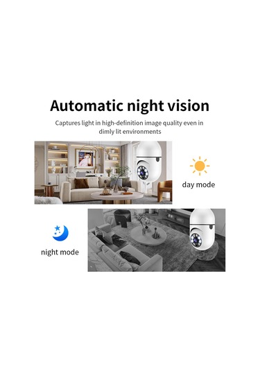 1080p Kablosuz Ampul Monitör Kamerası Wifi Akıllı Kamera 2mp Gece Görüşünü Destekler İki Yönlü Konuşma Hareket Algılama Ve Alarm Mobil Uygulama Uzaktan İzleme Ev Ofis Mağaza Süpermarket İnternet Beyaz
