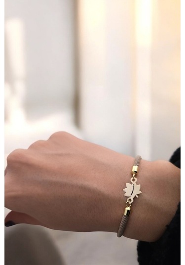 Zülfikar Temalı Örgülü 14 Ayar Altın Plakalı Yaprak Figürlü Hediye Bileklik-331sembol-kahverengi Altın