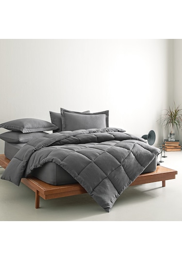 Puffy Mabel Çift Kişilik Comfort Uyku Seti - Antrasit Gri