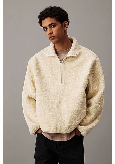 Calvin Klein Half Zıp Sherpa Bej